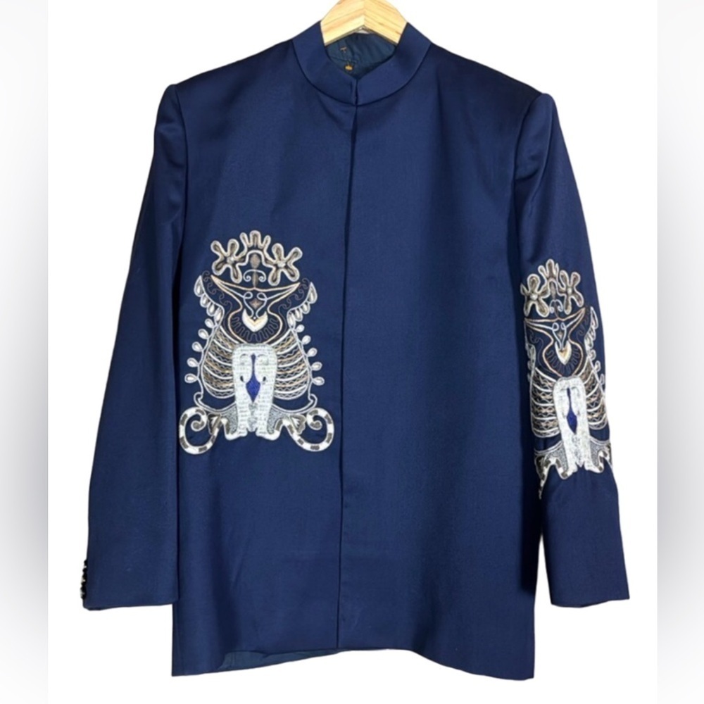 Soul Sheetal navy blue jacket with beautiful embroidery Size Large